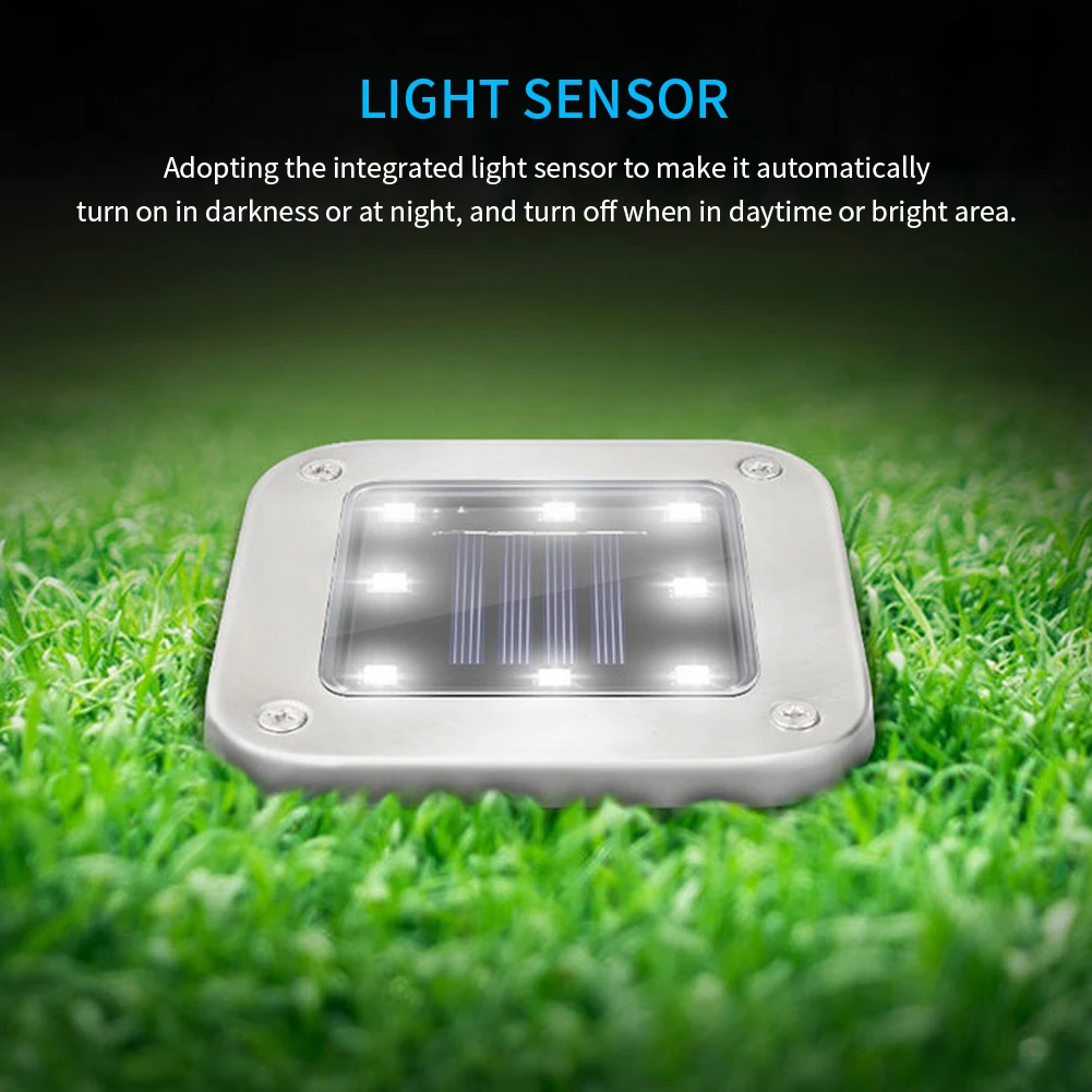 8 Светодиодный светильник на солнечной батарее наземный открытый путь садовый