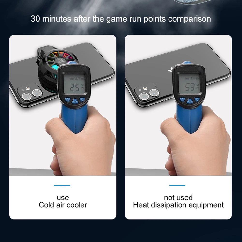 

Universal Mini Mobile Phone Cooling Fan Radiator Turbo Hurricane Game Cooler Cell Phone Cool Heat Sink Radiator with RGB Light