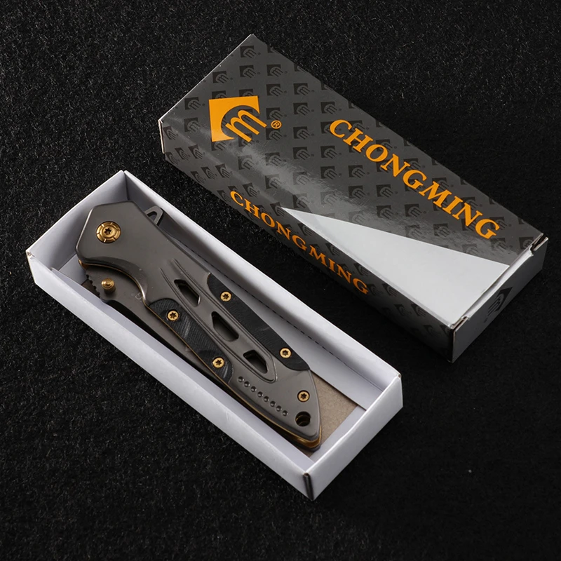 

Titanium Plated Folding Knife 4CR13 Blade G10 Handle Outdoor Hunting Camping Adventure Survival Sharp Self Defense Pocket Gift
