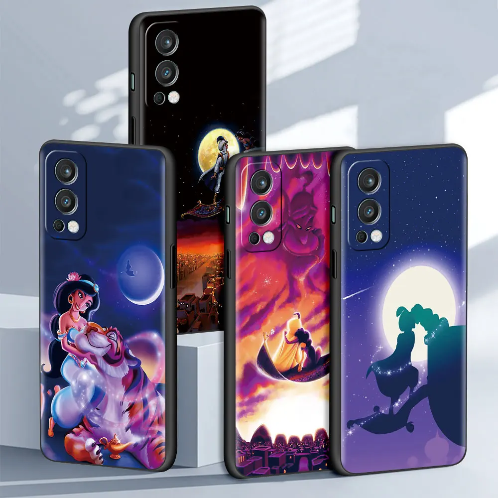 

Роскошный чехол для OnePlus 8T Nord 2 CE N100 N10 5G 8 9 7 Pro 9R, чехол Aladdin и Princess Jasmine, черный мягкий силиконовый чехол