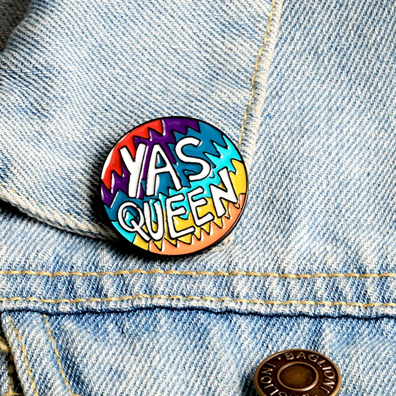 Радужные круглые значки YAS QUEEN металлические броши эмалированная булавка для
