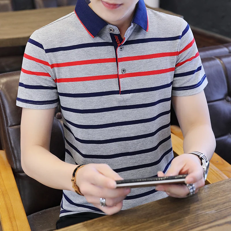 

Brand Summer Stripped Polo Shirt Mens New Stylish Short Sleeve Polos Male Hot Streetwear Men Shirts Casual Camisa Polo Masculina