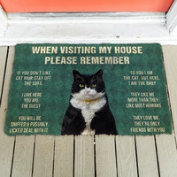 3d please remember tuxedo cat house rules doormat non slip door floor mats decor porch doormat