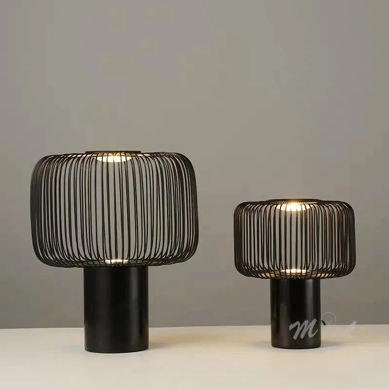 Настольная лампа в скандинавском стиле с птичьей клеткой Мраморная основа