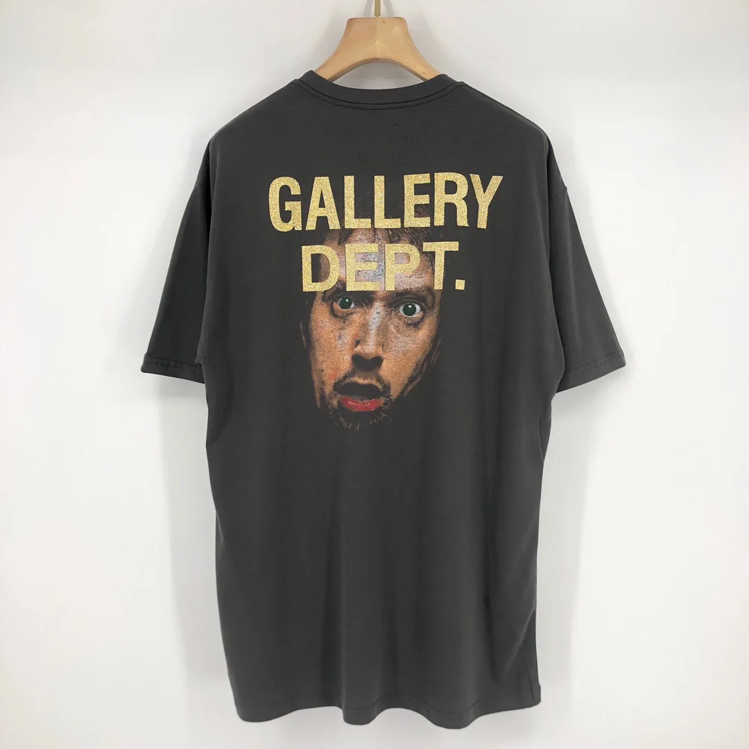 

Gd men's T-shirt golden font portrait printing T-shirt men and women retro skull character short-sleeved T-shirt