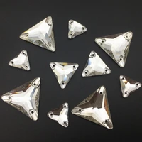 crystal clear triangle sew on rhinestones glass flatback size 12 16 22 mm for diy sewing dance dress strass clothes