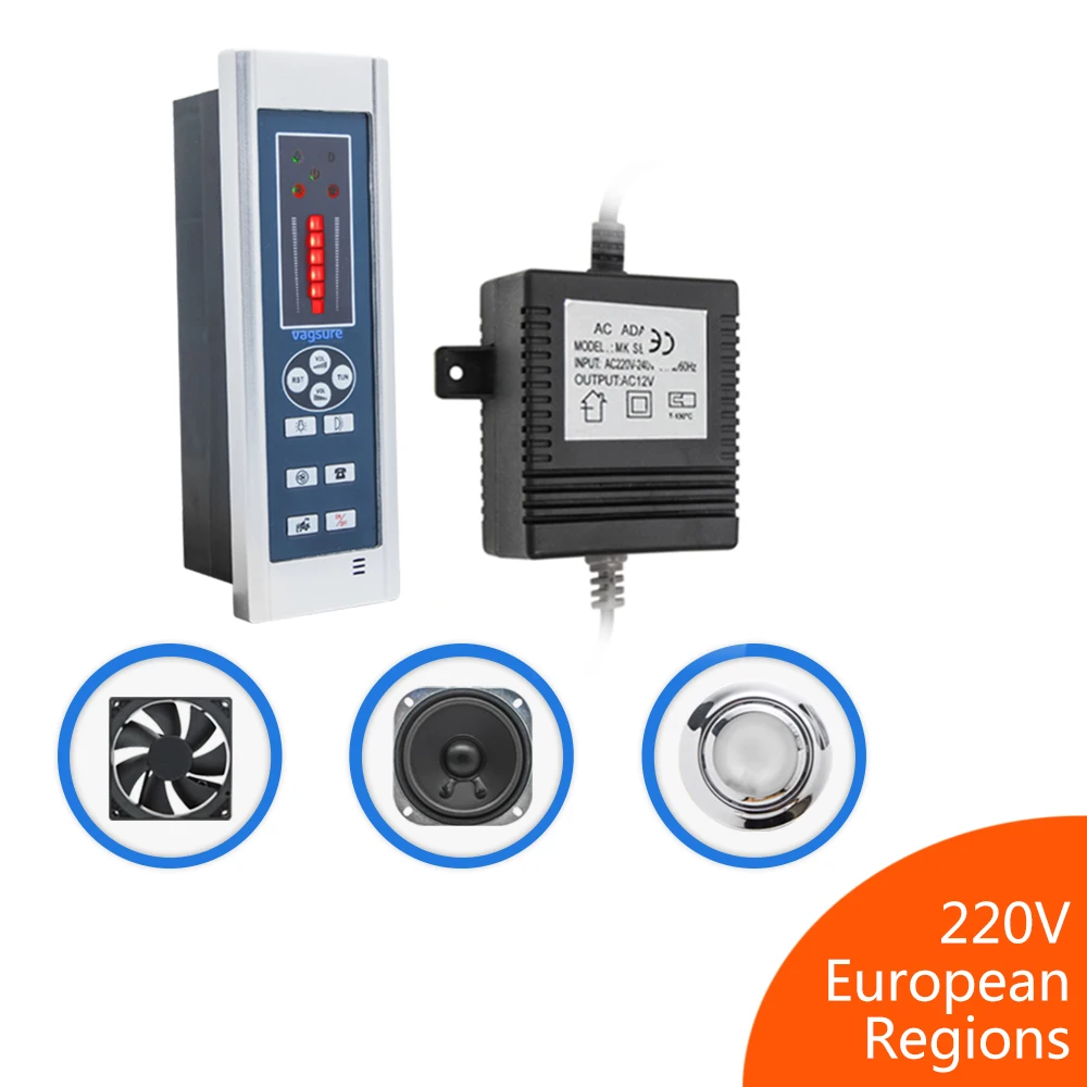 1 комплект AC 12V Прямоугольник CE FM радио регулятор душа комплект для душевой с панелью/вытяжной вентилятор/свет/динамик/Трансформатор Аксессуар - Цвет: 220V European