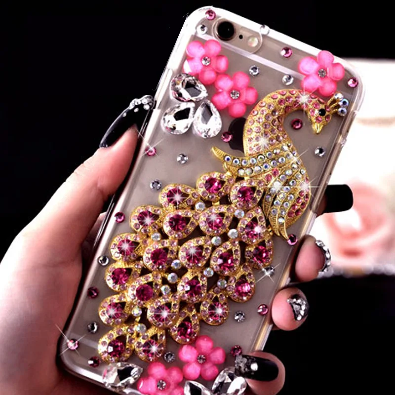 Блестящий чехол с 3D павлином и бриллиантами для Samsung Galaxy S20 S10e S8 S9 S10 S21 Plus FE Note 10 Lite +