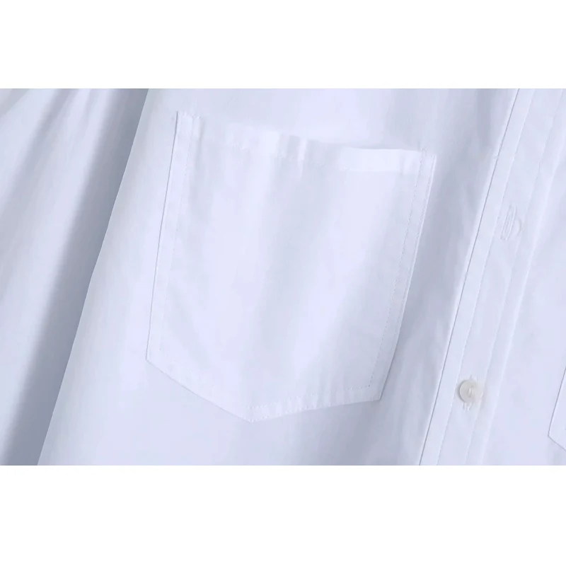 

ZA Women New Fashion Retro Short Tops V-neck Long Sleeve Elegant Sexy Blouse Clothing White Basic Lapel Shirt