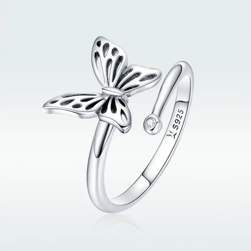 

2020 New Style Simple Dancing Butterfly Adjustable Finger Rings Cute Insect Open Rings For Women Girls Fine Jewelry Fit Wedding
