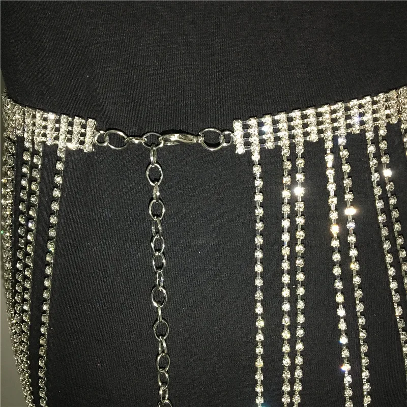 

Exaggerated crystal tassel waist chain sexy nightclub woman chaine de taille femme body accessories waist beads for women