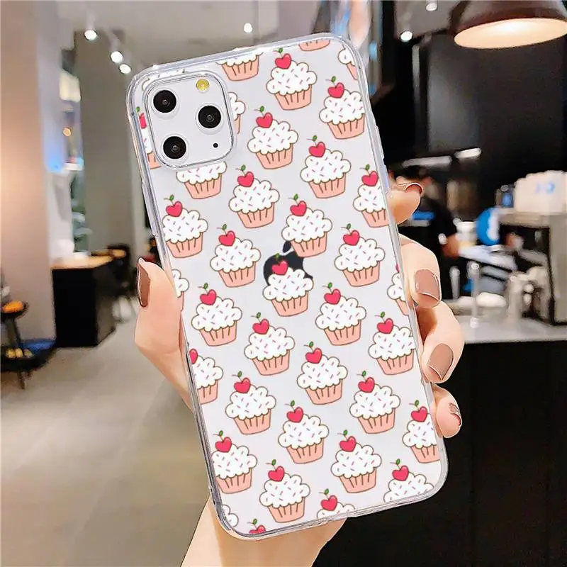 

girly cute delicious funny cake Phone Case Transparent soft For iphone 5 5s 5c se 6 6s 7 8 11 12 plus mini x xs xr pro max