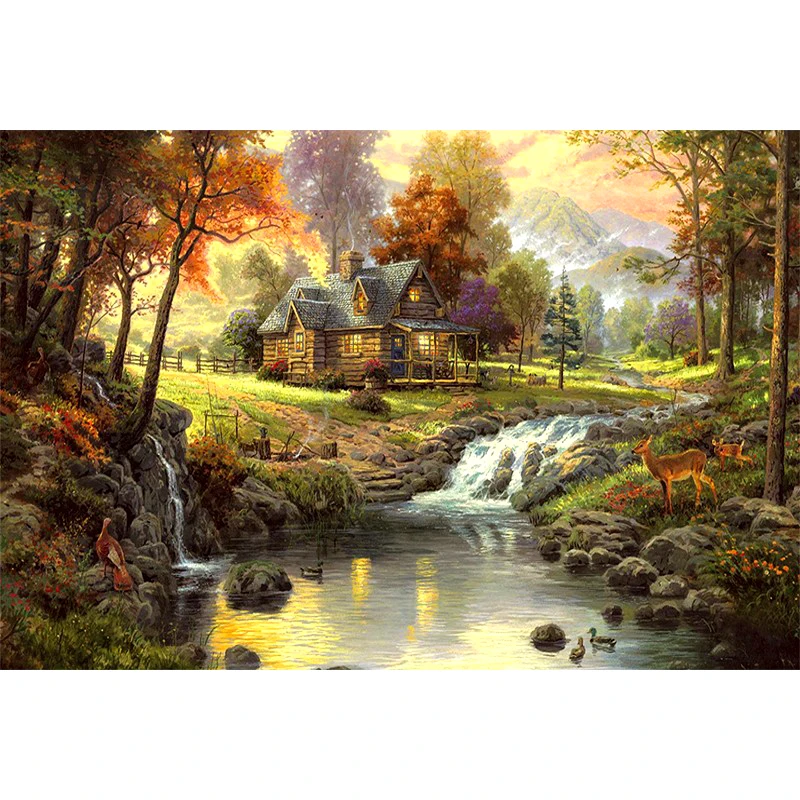 

Full Square/Round Drill 5D DIY Diamond Painting "Forest House Deer" 3D Embroidery Cross Stitch 5D Rhinestone Decor Gift