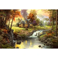 full squareround drill 5d diy diamond painting forest house deer 3d embroidery cross stitch 5d rhinestone decor gift