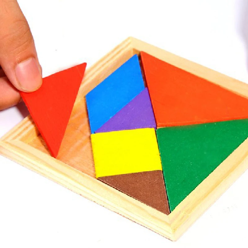 

New Children Mental Development Tangram Wooden Jigsaw Puzzle Brain Teaser Educational Toys for Kids 11.3*11.3cm