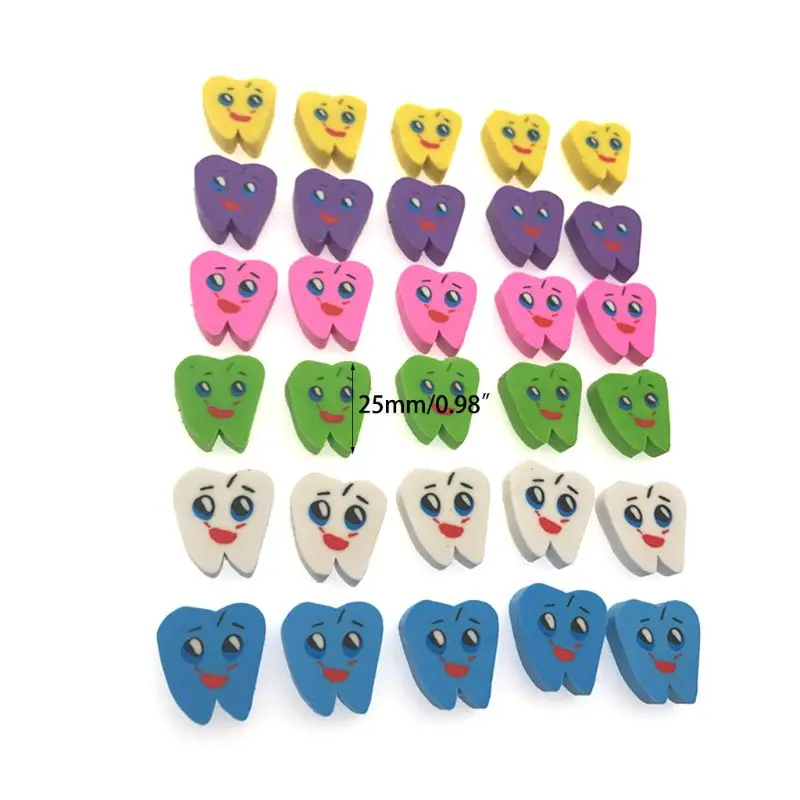 50pcs Molar Shaped Tooth Rubber Erasers Dentist Dental Clinic School Great Gift#723