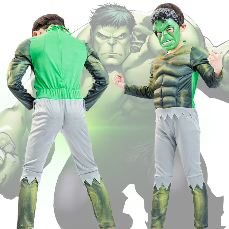 

Kids Christmas Birthday Gifts Hulk Cosplay Muscle Costumes including Masks Halloween Children Costumes with gloves