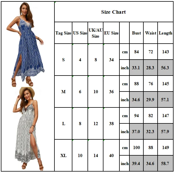 

VICABO Womens Dress Summer Floral Boho High Slip Dress Party Casual Summer Beach Holiday Maxi Dresses