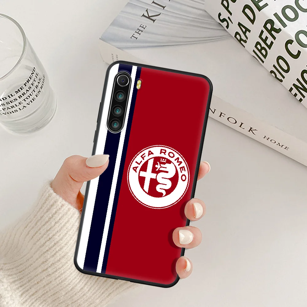 

Alfa Romeo car logo Phone Case For Xiaomi Redmi Note 7 8 8T 9 9S 4X 7 7A 9A K30 Pro Ultra black Etui Fashion Back Tpu Cover 3D