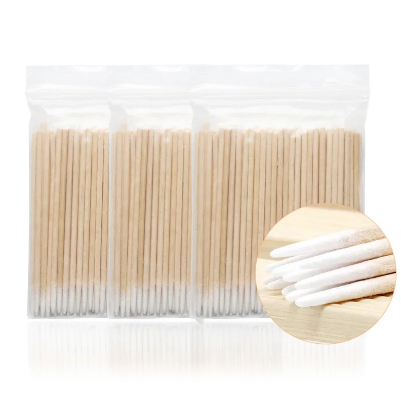 

500 pcs Disposable Ultra-small Cotton Swab Lint Free Micro Brushes Wood Cotton Buds Swabs Eyelash Extension women Makeup Tools