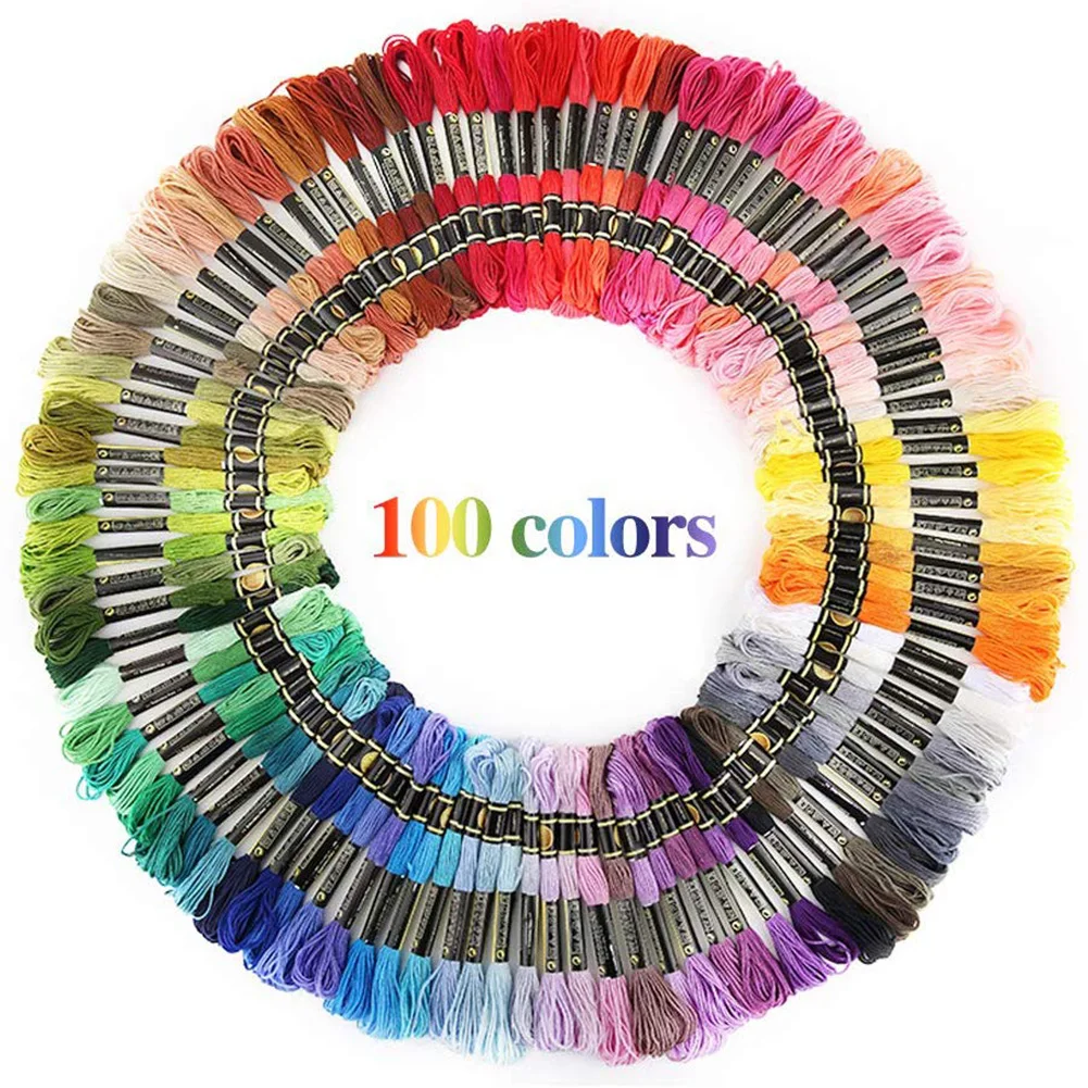 

136pcs Cross Stitch Thread Mixed Color Cotton Sewing Skeins Embroidery Thread Floss Kit DIY Handmade Sewing Tools Needles Embroi