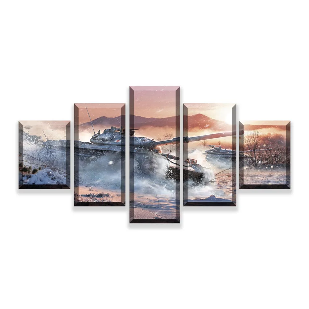 

Canvas Paintings Wall Art Modular Framework 5 Piece Game World Of Tanks Pictures Home Decor Artwork HD Printing Type Poster