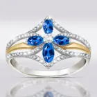 Новое кольцо с цветочным рисунком в европейском и американском стиле, двухцветное кольцо с вырезами, элегантное кольцо Стразы с кристаллами