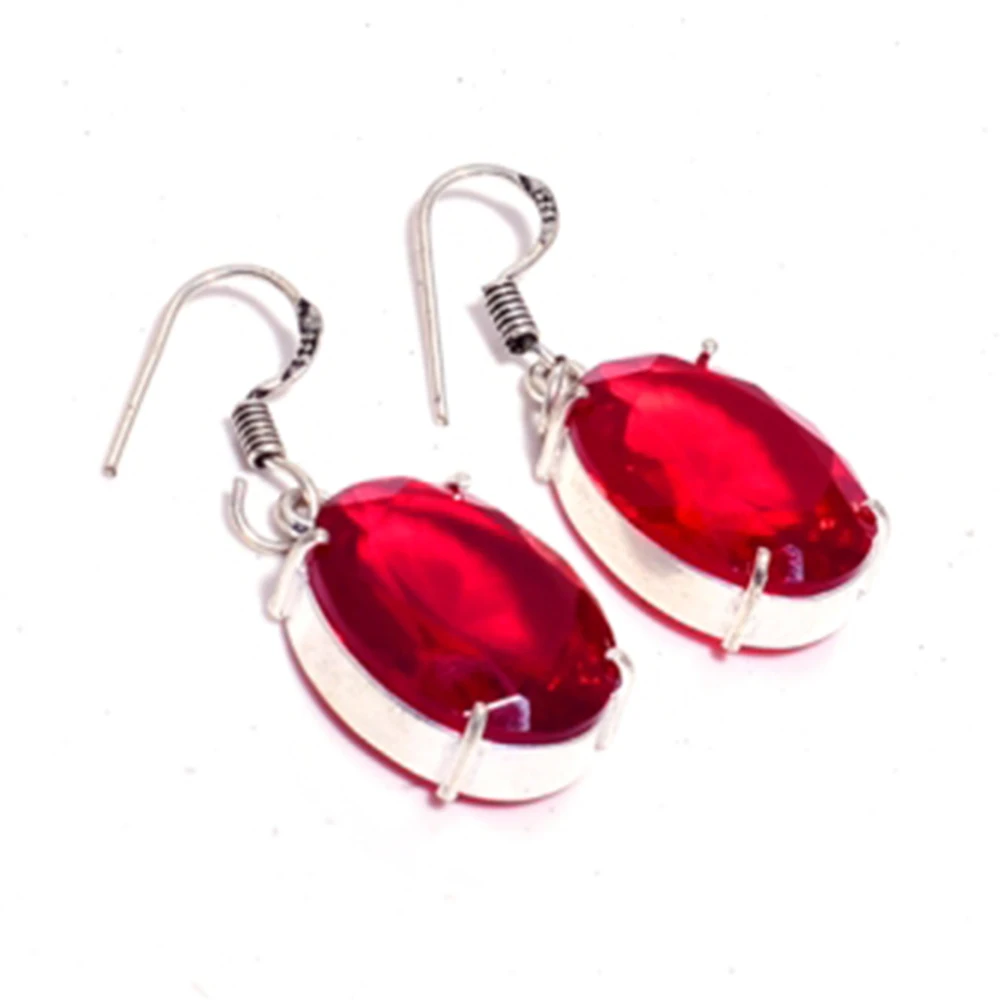 

Genuine Garnet Silver Overlay on Copper Earrings Hand made Women Jewelry Gift