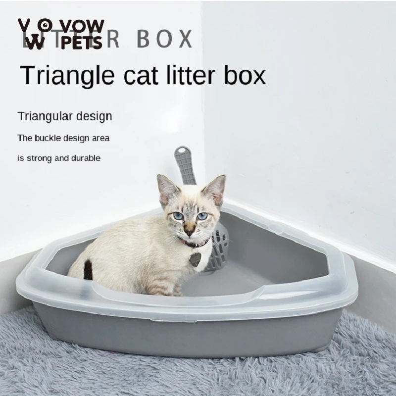 

Triangle Semi-closed Basin Of Cat Litter Large Spill Prevention Against The Stench Cat Toilet With Shovel Pet Supplies VOW Pets