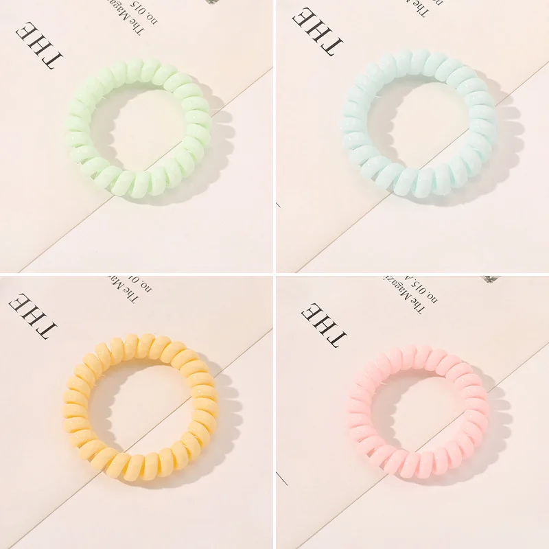 

1Pcs Scrub Elastic Rubber Bands Telephone Wire Hair Ties Ponytail Holder Gum Women Girls Spiral Scrunchies Hair Accessories