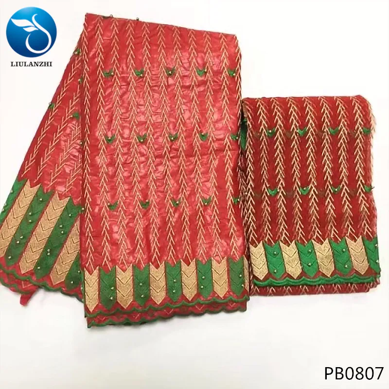 PB0807 LIULANZHI желтый Базен riche getzner хлопок ткань tissu riche ткань жаккардовая парча ткань с бисером 7 ярдов/партия PB08 - Цвет: PB0807