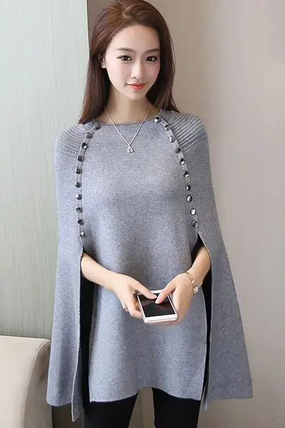 Рождественский подарок Осень-зима Модный женский свитер свободные пончо и