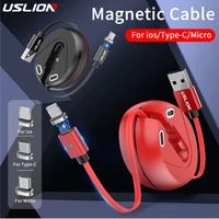 mini storage box 3a magnetic usb cable fast charging for iphone 11 12 pro type c cable quick charge for xiaomi retractable cable