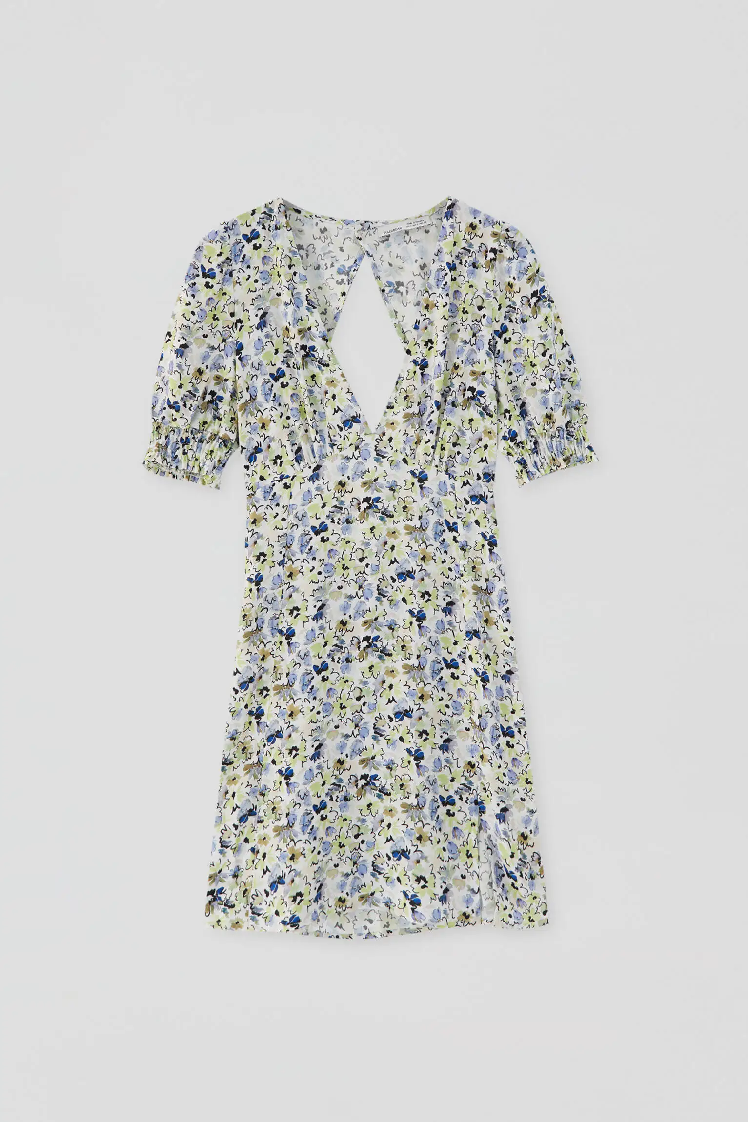 

Women print flower deep v neck Split dress mini dress Summer elegant lady dress