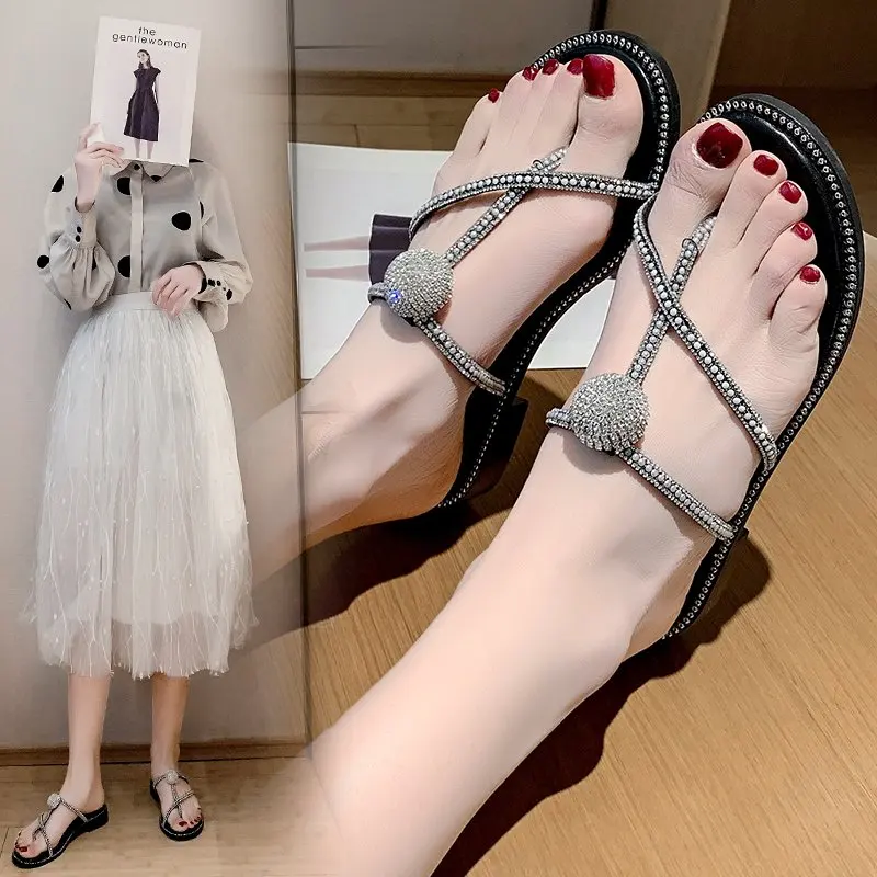 

Diamond-studded Sandals and Slippers, Elegant Fashion Ladies Banquet Charming Female Sandals