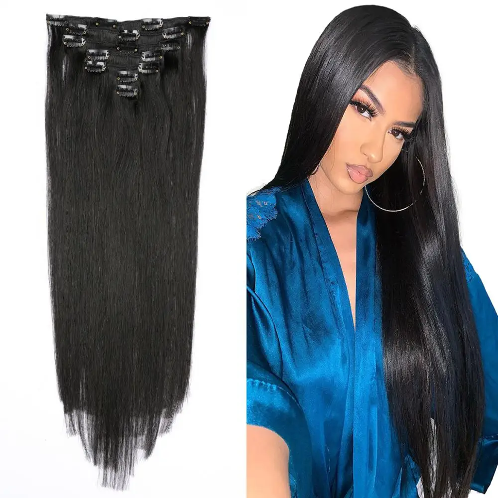 Hair Brazilian Remy Straight Hair Clip In Human Hair Highlight Colored black Extensions Colored 7P/Set Full Head Sets Ship Free