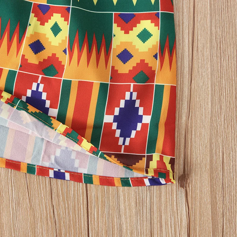 

Bohemian Style Yellow Kids Dresses For Girls Short-sleeve Polyester Fabric Summer Girls Clothes Vestidos