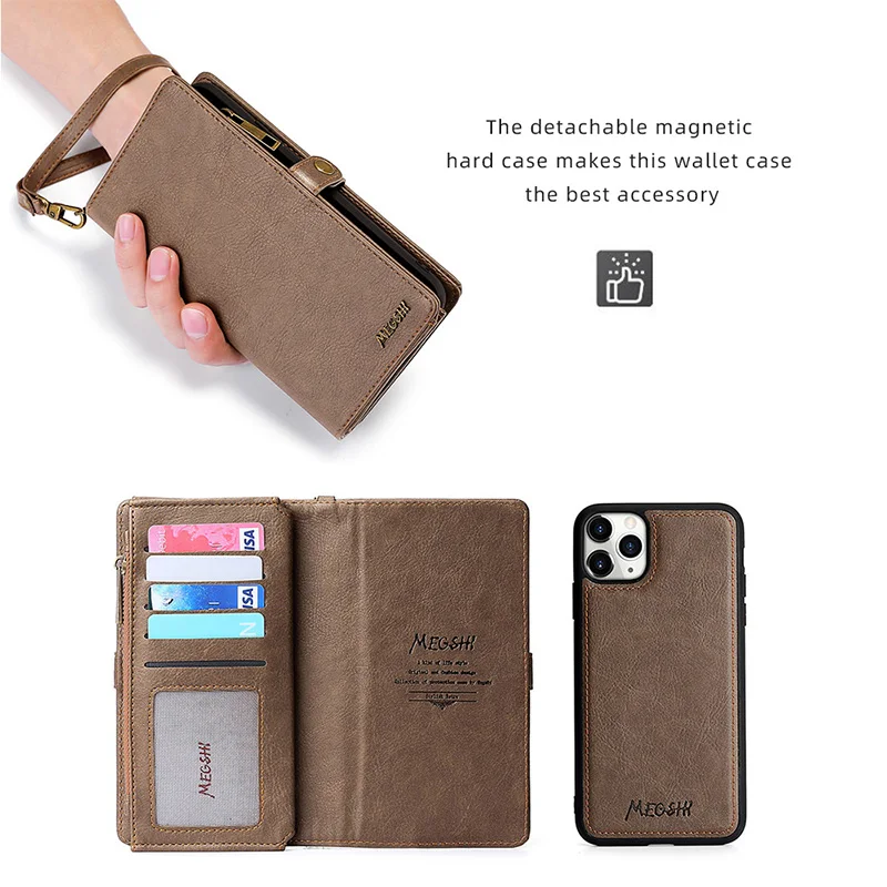 Megshi для iPhone 7, 8, XS Max, XR, X, XS, портфель, осенний, роскошный, на молнии, флип, Leder, Abdeckung, для iPhone 11, ProMax, магнит, чехол для телефона