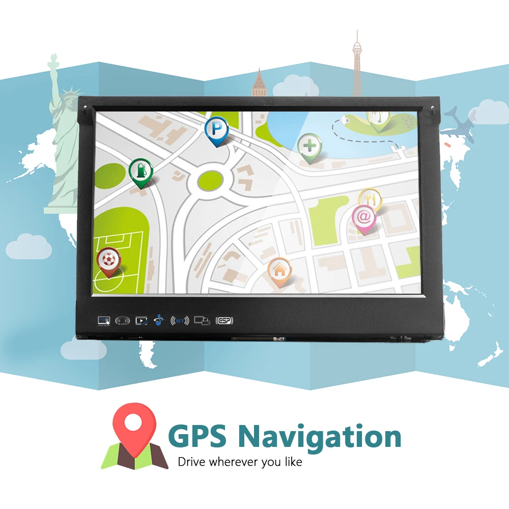 Hikity 1din Android gps навигационный плеер 7 ''универсальный автомобильный радиоприемник Авто Выдвижной WiFi Автомобильный MP5 мультимедийный плеер Поддержка камеры