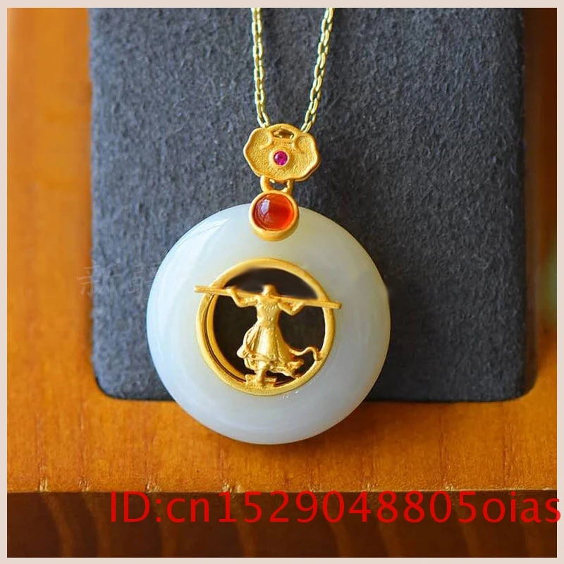 Натуральный нефритовый кулон король обезьяны подарки белое ожерелье амулет