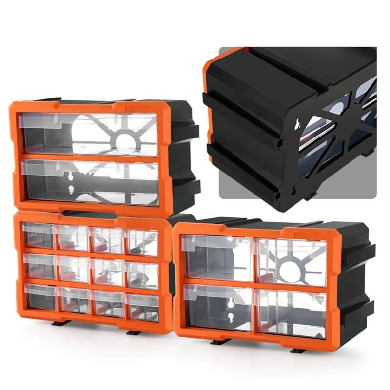 

Многофункциональный прочный оранжевый и черный ящик для хранения мелких деталей с несколькими отсеками для винтов/гаек/мелких деталей