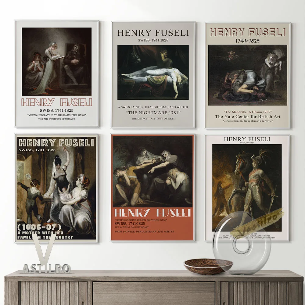 

Henry Fuseli Romanticism Exhibition Museum Poster The Nightmare Retro Art Prints Canvas Painting Lounge Office Studio Home Decor