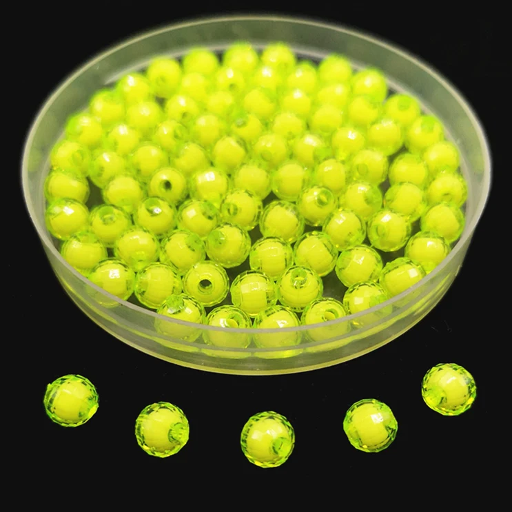 Fluorescent Yellow 8 мм/10 мм граненые круглые бусины акриловые бусины для изготовления ювелирных изделий браслет ожерелья подвески DIY - Цвет: Fluorescent Yellow