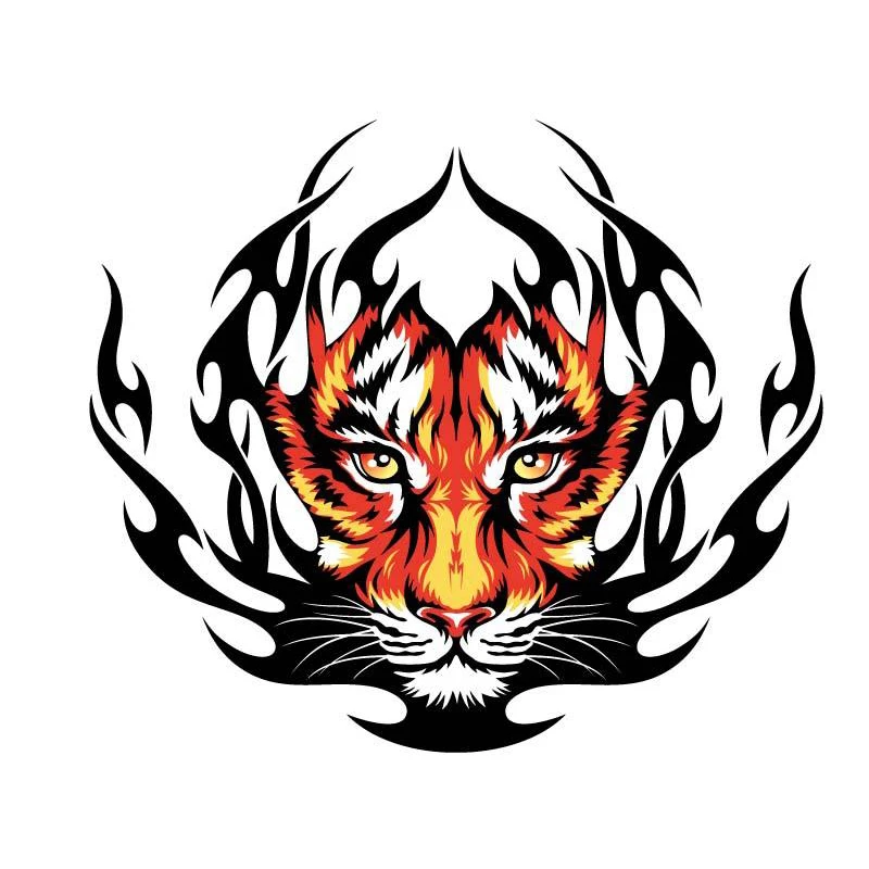 

Vinyl Car stickers Decals Motorcycle Accessories Car-Window Decorative Goods Creative and interesting flame tiger head 20cmx14cm
