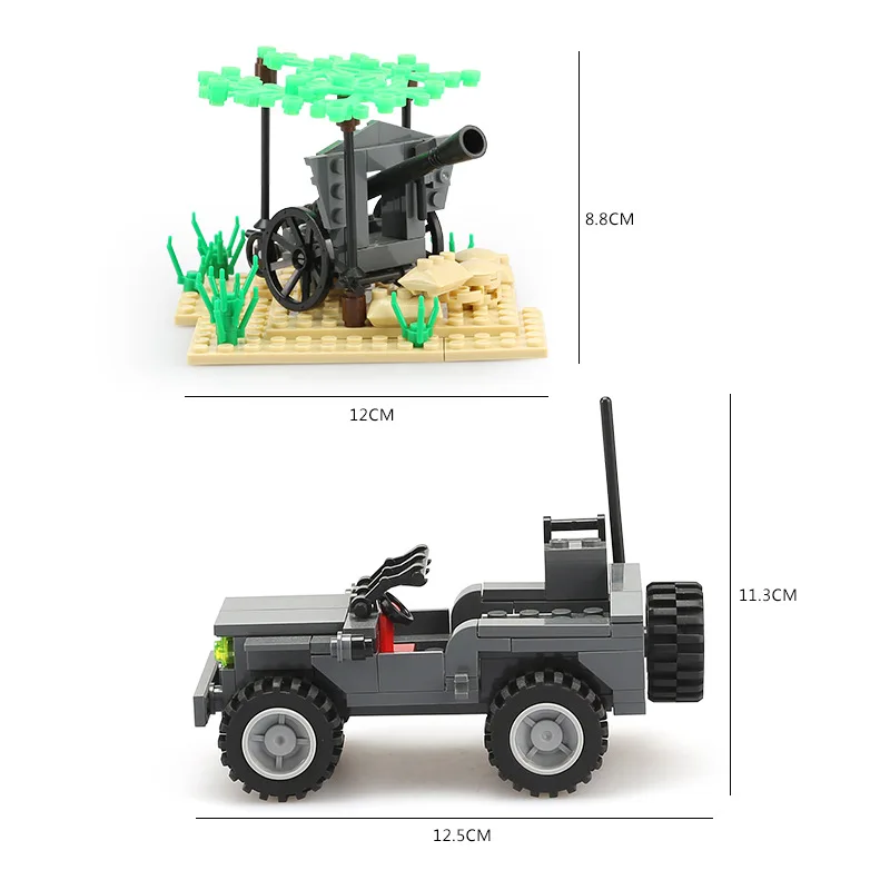 

2021New World War 2 Building Blocks WW2 Army Soldier City Police SWAT Temporary Defense Base Model Bricks Kids Toys