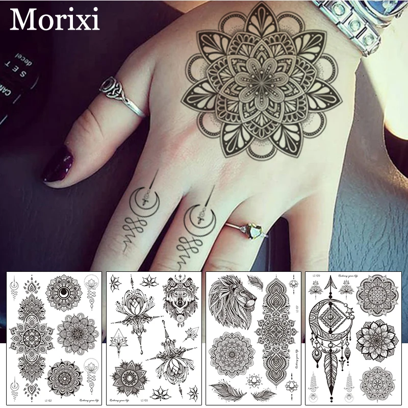 Цветочная бабочка из Индии кружевное перо печать передача воды тату наклейка на