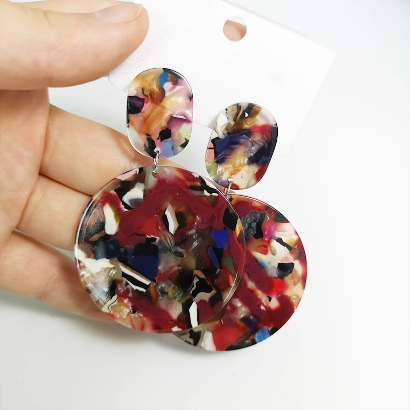 Cpop модные круглые леопардовые серьги для женщин винтажные акриловые с подвеской