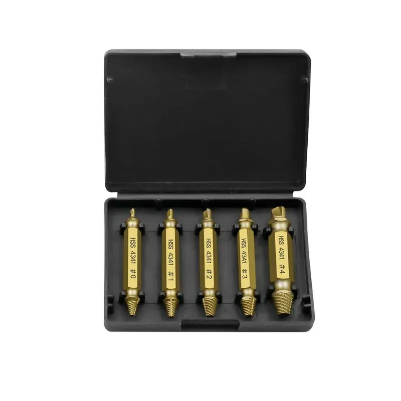 

5pcs Double Side Drill Out Damaged Screw Extractor Broken Bolt Stud Removal Tool