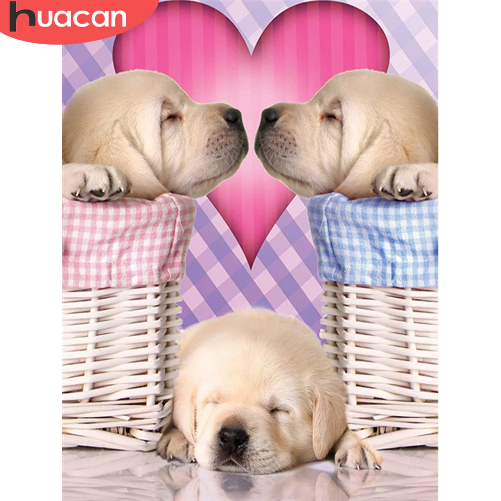 

HUACAN Full Square Diamond Embroidery Heart Diamond Painting Dog Cross Stitch Animal Hobbies And Crafts Craft Kit