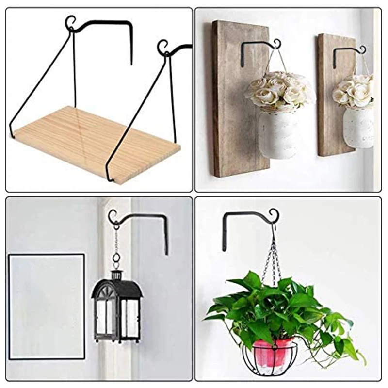 

4Pcs Large Wall Hanging Brackets for Basket Plant Lantern Wall Hooks Bracket for Outdoor Garden Bird Feeder Hanger